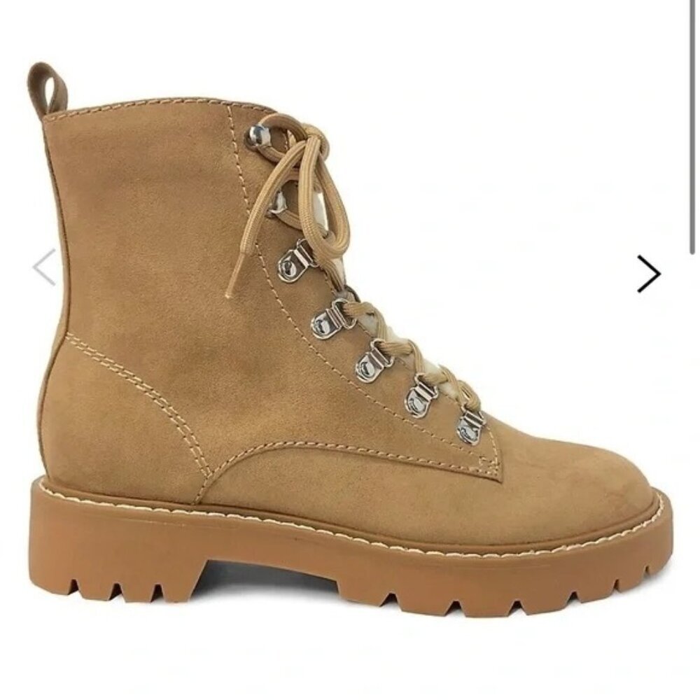 NWOB Design Lab Womens Indy Lace-Up  Faux Shearling Lined Boots Size 9 Tan New